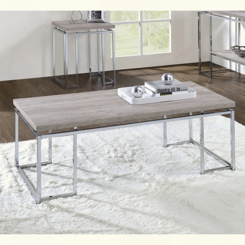 Rectangular Coffee Table With Metal Sled Base