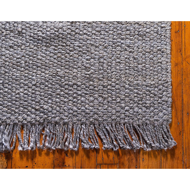 Tapis gris en jute tressé à la main Jolie, Rectangle 6 pi x 9 pi