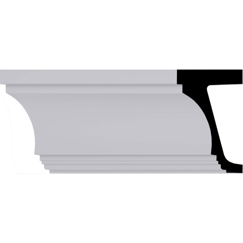Factory Primed White Polyurethane Crown Moulding, 9 5/8"H x 6 1/8"P x 12"L