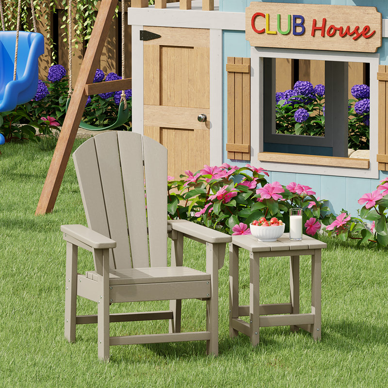 Chaise Adirondack d'extérieur en poly Laguna pour enfants avec table d'appoint, Sable