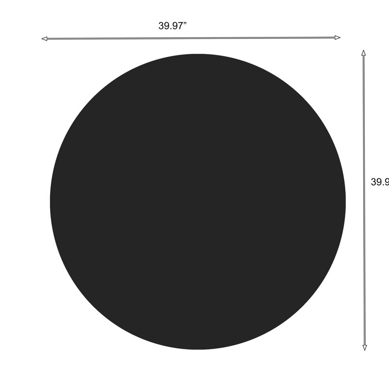 39,3 pouces, rond, noir, plateau de table en verre trempé, 3/8 po d'épaisseur, supporte un poids de 100 livres, un plateau peint en noir, un ajout élégant à votre mobilier