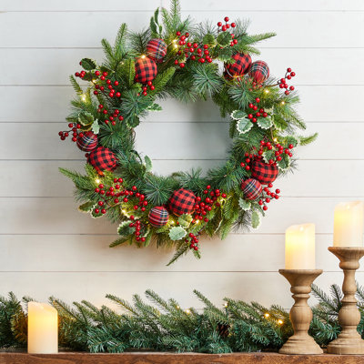 24'' W Pre-Lit Artificial Wreath