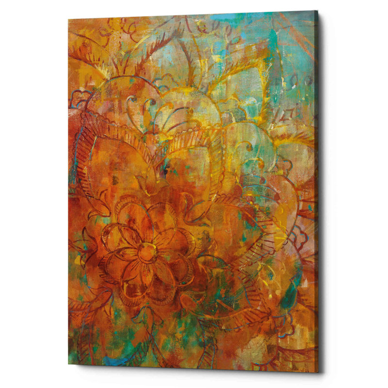 Bohemian Abstract Bright - reproduction d'art sur toile tendue, H 26 po x l 18 po x P 0,75 po
