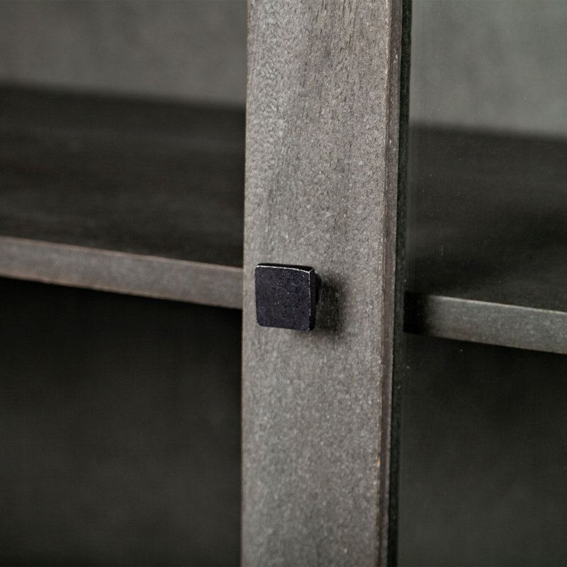 Liam Solid Wood Curio Cabinet, Gray