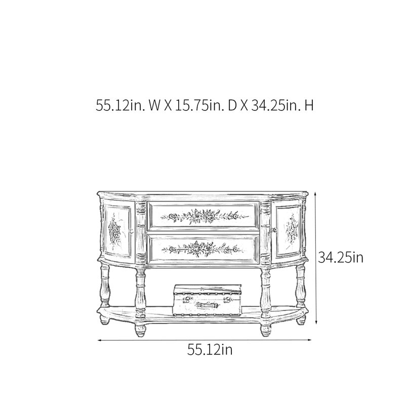 Console American Retro, H 34,25 po x l 55,12 po x P 15,75 po