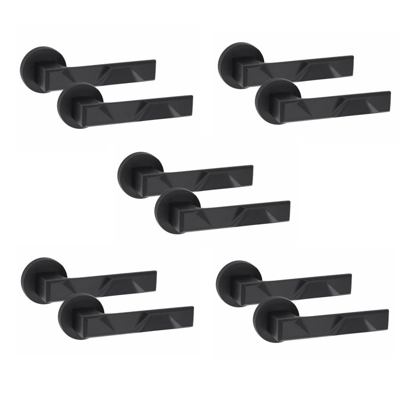 5 Pairs Modern Nova Design Premium Door Handles on Round Rose