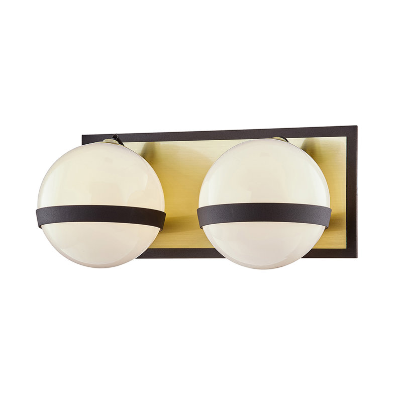 2 - Light Vanity Light, Textured Bronze Brushed Brass
