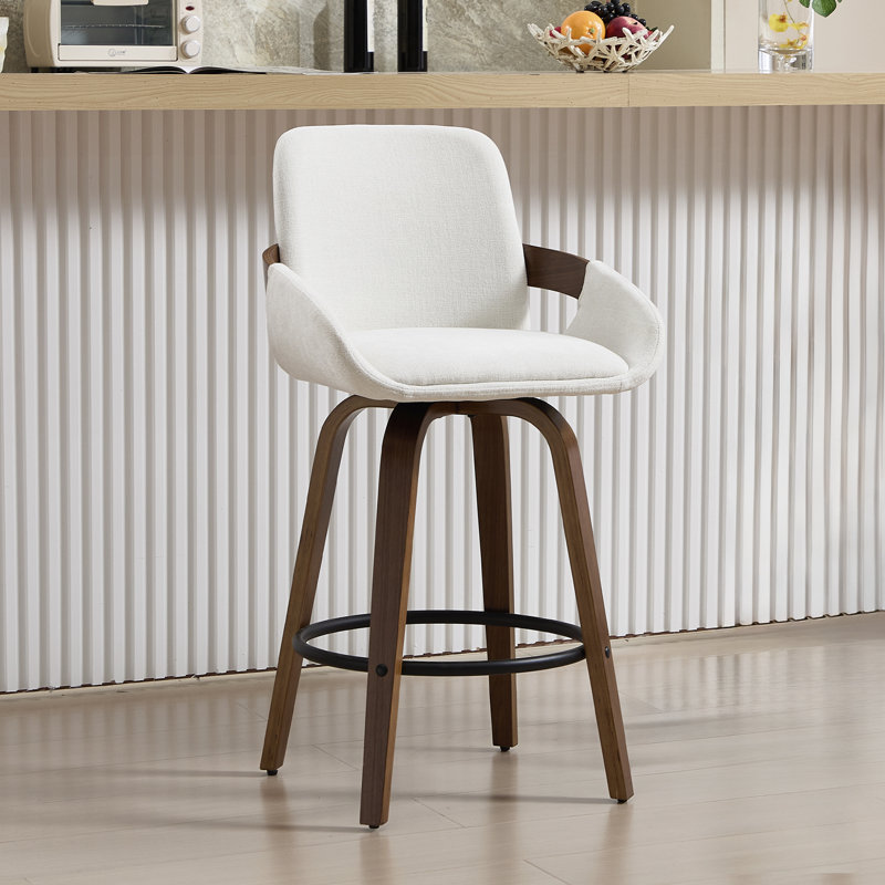 Tabouret de bar et de comptoir pivotant, Blanc, 3
