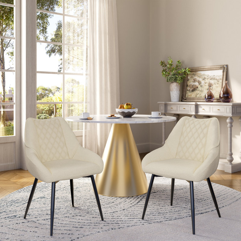 Chaise d'appoint rembourrée en tissu pour salle à manger (ensemble de 2), Beige