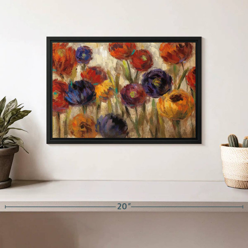 Asters et mamans, Cadre flottant noir, 13 po x 9 po