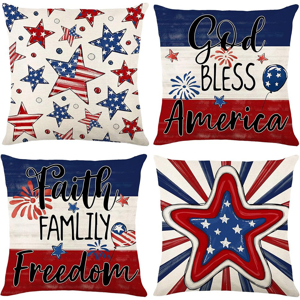 4th Of July Pillow Cover 18x18 Inch Set Of 2 Blue And