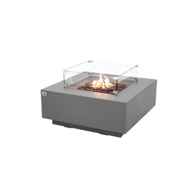 Brooklyn 40" Concrete Natural Gas Fire Pit Table with Wind Guard and Burner Lid