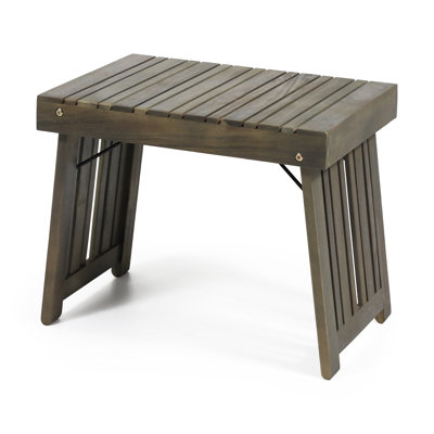 Wood Side Table With Foldable Feature, Grey Slat Sophistication, 21.22W X 13.89D 16.12H Table, Foldable, Grey,