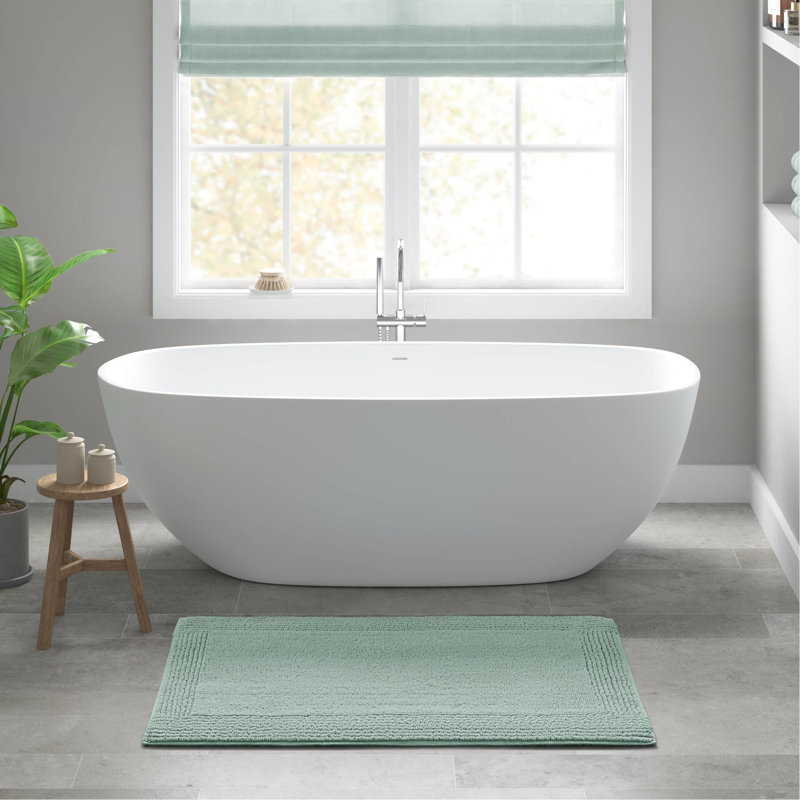 Tapis pour salle de bain réversible 100% coton 24 x 44 po 3000 g / m² - lourd, lavable à la machine, facile d'entretien
