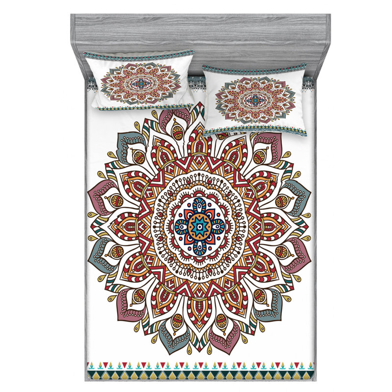 Microfiber Floral Sheet Set, Queen Sheet Set with Fitted Sheet