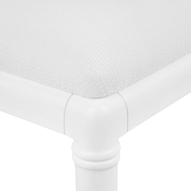 Delia Upholstered Stool with Solid Wood Frame, Vanilla