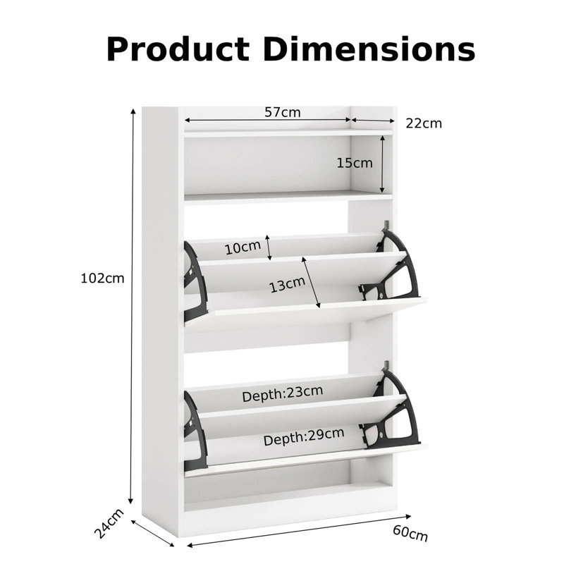 12 Pair Shoe Storage Cabinet, White