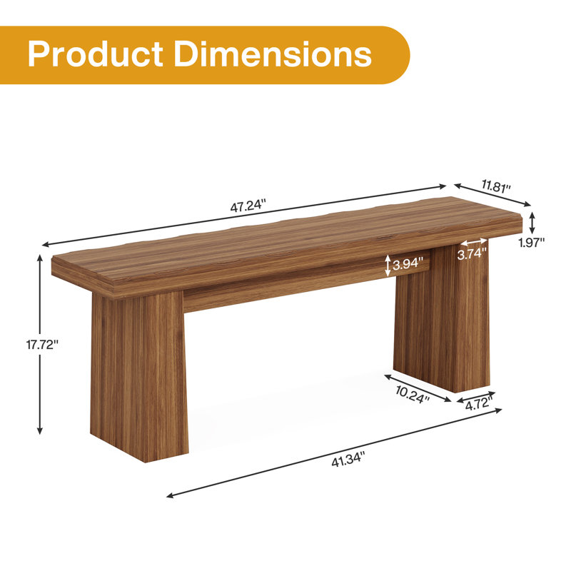 47-Inch Wooden Entryway Bench for Bedroom, Brown