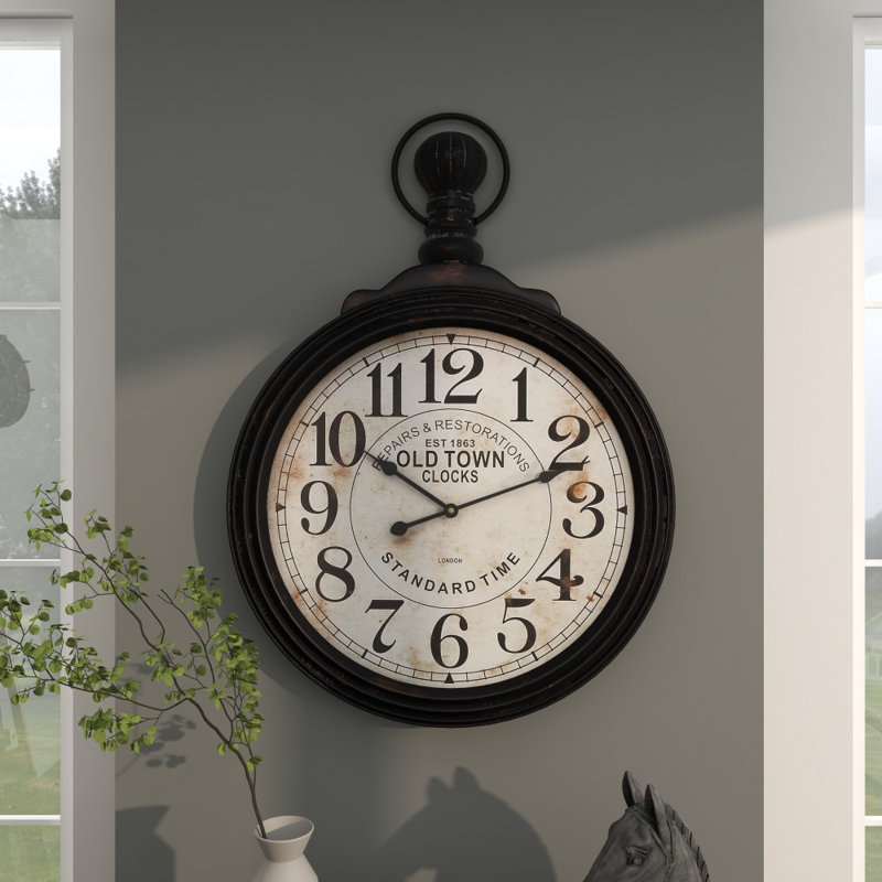 Très grande horloge murale en bois Mogul