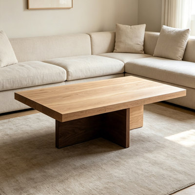 Burlywood Solid Wood Rectangular Coffee Table