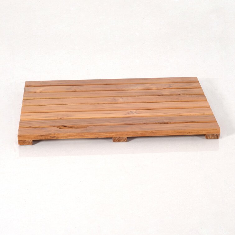 Mccollom Teak Rectangle Teak & Wood Reversible Shower Mat Highland Dunes