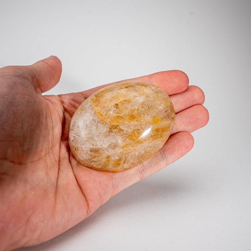 Genuine Polished Lemon Quartz Palm Stone