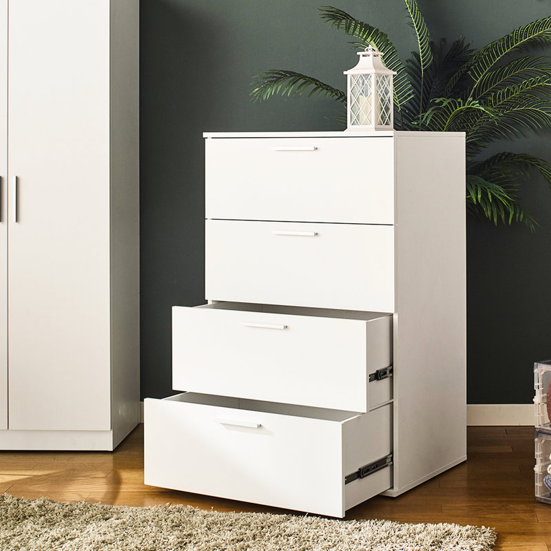 Commode blanche jumbo avec tiroir en douceur, capacité de résistance aux rayures de quatre po