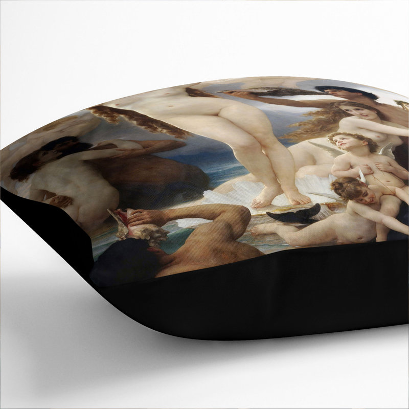 The Birth of Venus Scatter Cushion, 40cm H x 40cm W x 15cm D, Black
