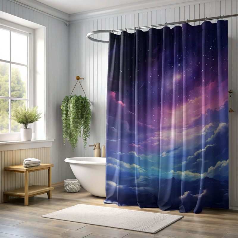 Rideau de douche standard 1 pièce Midnight Spark, H 74 po x l 71 po