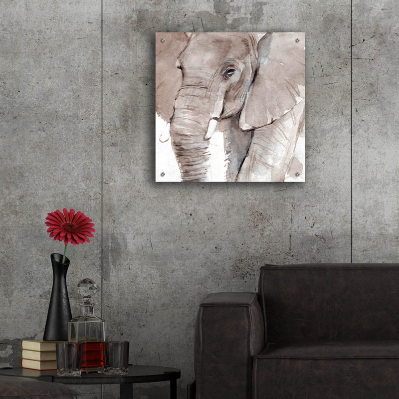  «Elephant Grooves 1» par Annie Warren, art mural en verre acrylique, 24 po x 24 po, H 24 po x l 24 po