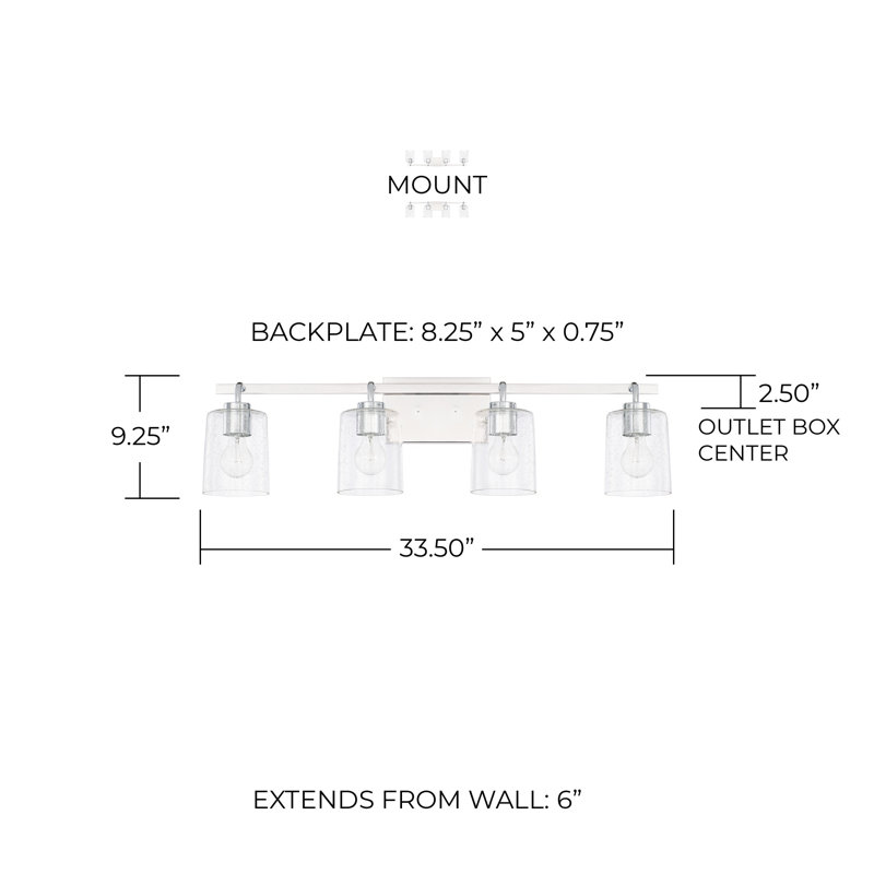 Greyson 4 - Light Dimmable Vanity Light, Chrome