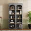 Bibliothèque grise en 2 parties, avec étagères ajustables, pour bureau, chambre, armoire de rangement de 183 cm de haut, salle à manger, chambre