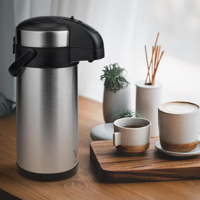 Vondior Airpot Coffee Distributeur avec pompe - Distributeur de boissons isotherme en acier inoxydable - 176 oz