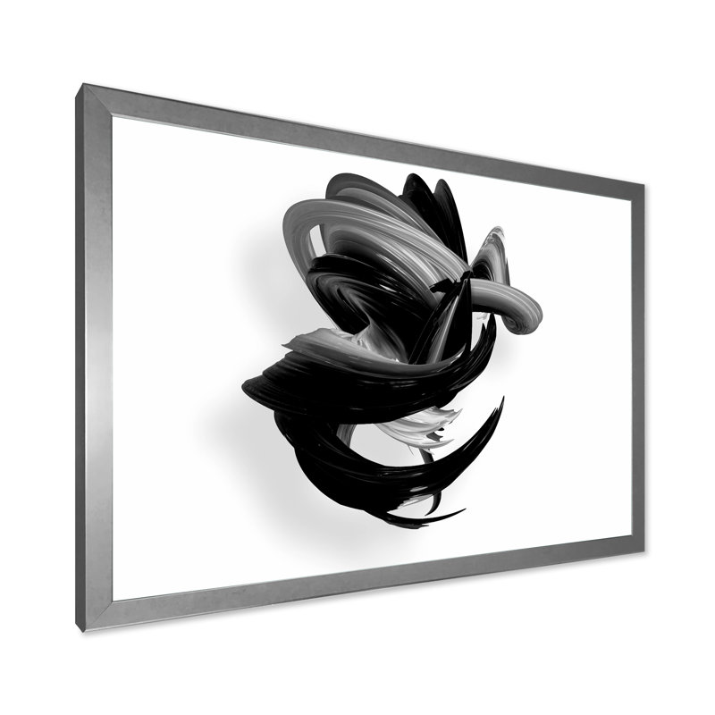 Noir et blanc torsadé, reproduction d'art sur toile, H 24 po x l 36 po x P 1 po, Cadre photo argenté
