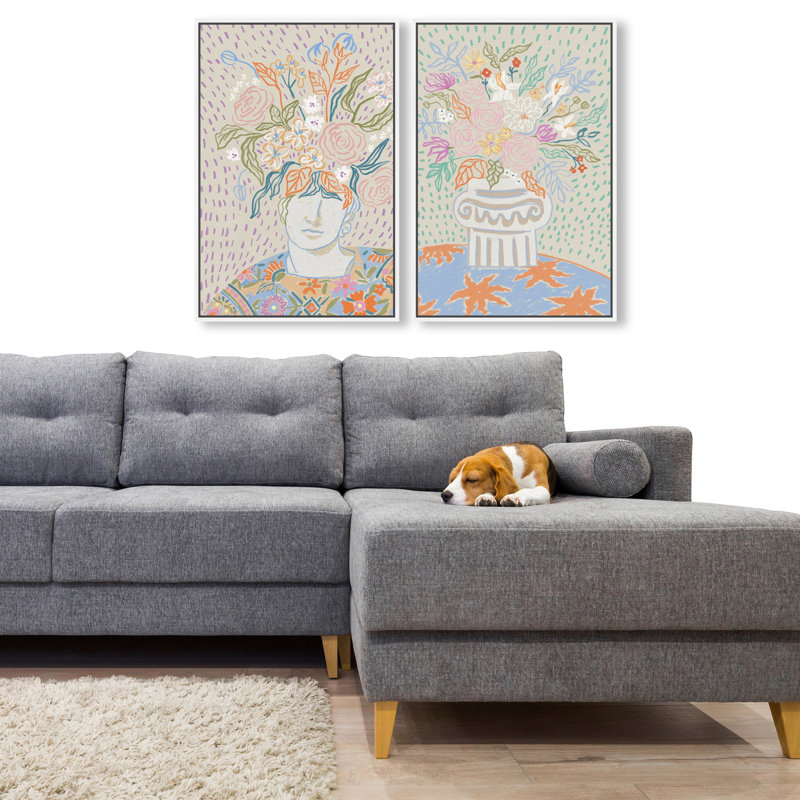 Summer Flourish Set Set by Oliver Gal, 74"H x 50"W, White Floater Frame