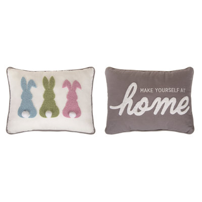 Embroidered Reversible Throw Pillow