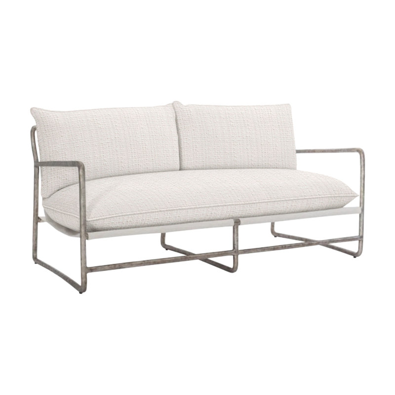 Sorrento Outdoor Metal Loveseat, White Sunbrella 6063-000