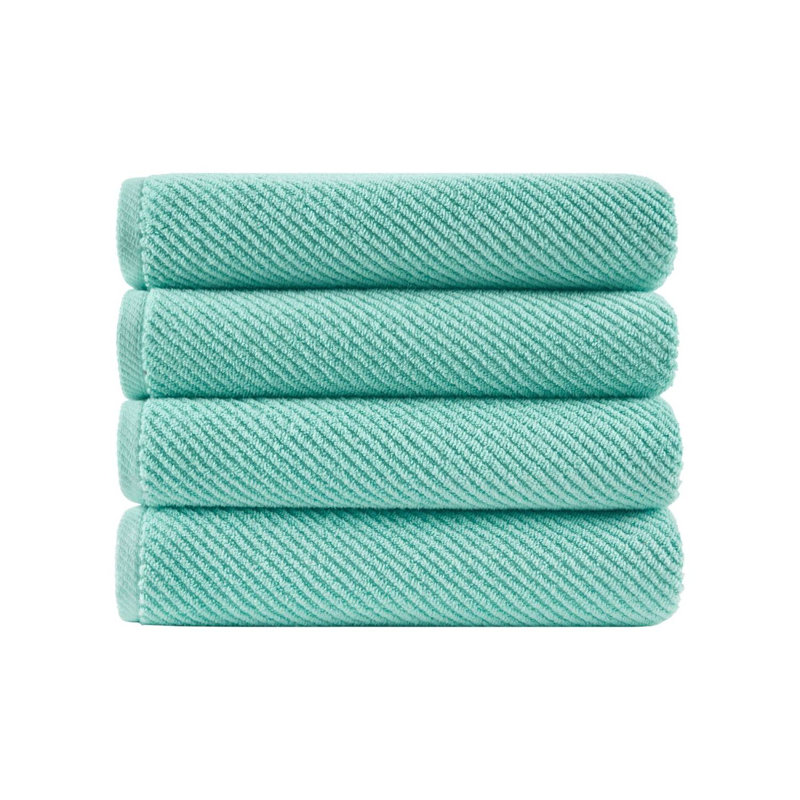 Ensemble de serviettes de bain 4 pièces diagonales à séchage rapide 100% coton, Sarcelle