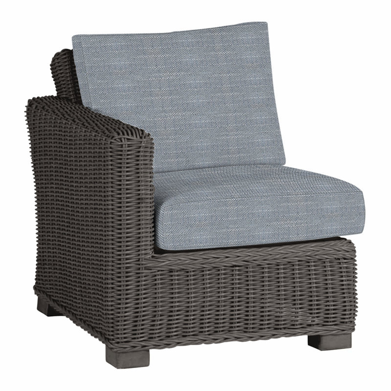 Rustic Woven Sectional Left, Rollo Chambray InsideOut® Linen, Slate Gray, Welt