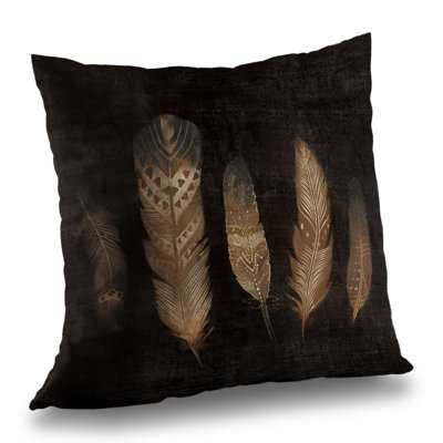 Brown Feathers - Feathers Still Life Poly Twill Throw Pillow – Throw Pillow Cover Only, Double-Sided Print, Insert Not Included