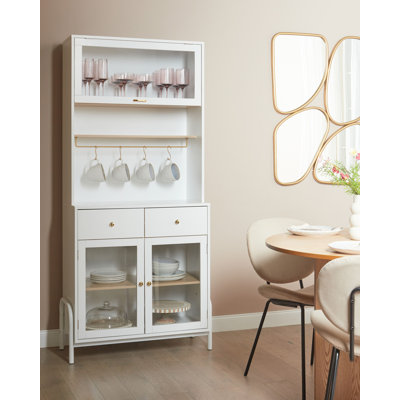 Cabinet with Glass Displays White Arcilia