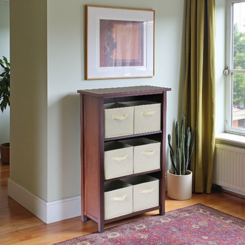Étagère de rangement à 3 niveaux 7 pièces Verona, H 42,99 po x l 28,03 po x P 12,99 po, Noyer / Noir