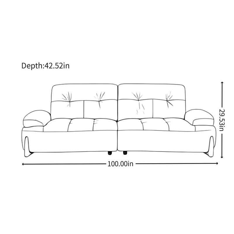 Modern Simple Cream White Sofa, 29.53" H x 100" W x 42.52" D