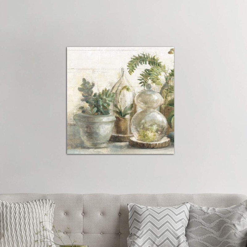 Greenhouse Orchids on Shiplap II 1 Piece Wrapped Canvas Painting, 93.98 cm H x 93.98 cm W x 1.91 cm D