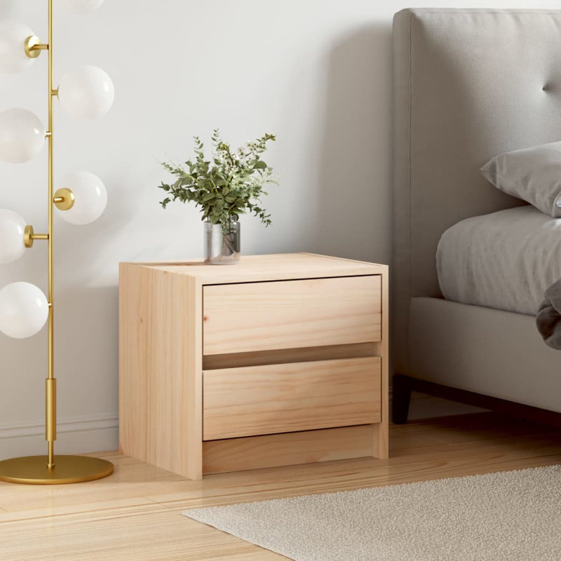 Natik Solid Wood Bedside Table, Natural