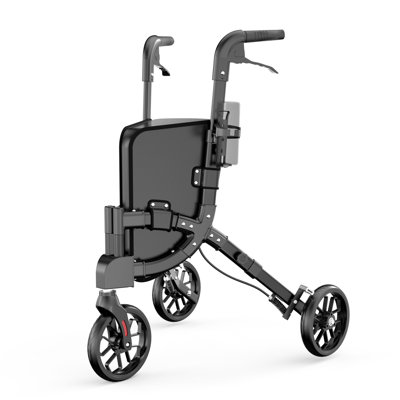 Flybrother Lightweight 3 Wheel Walker for Seniors, 13 lbs Foldable Aluminum Rollator with Cup Holder
