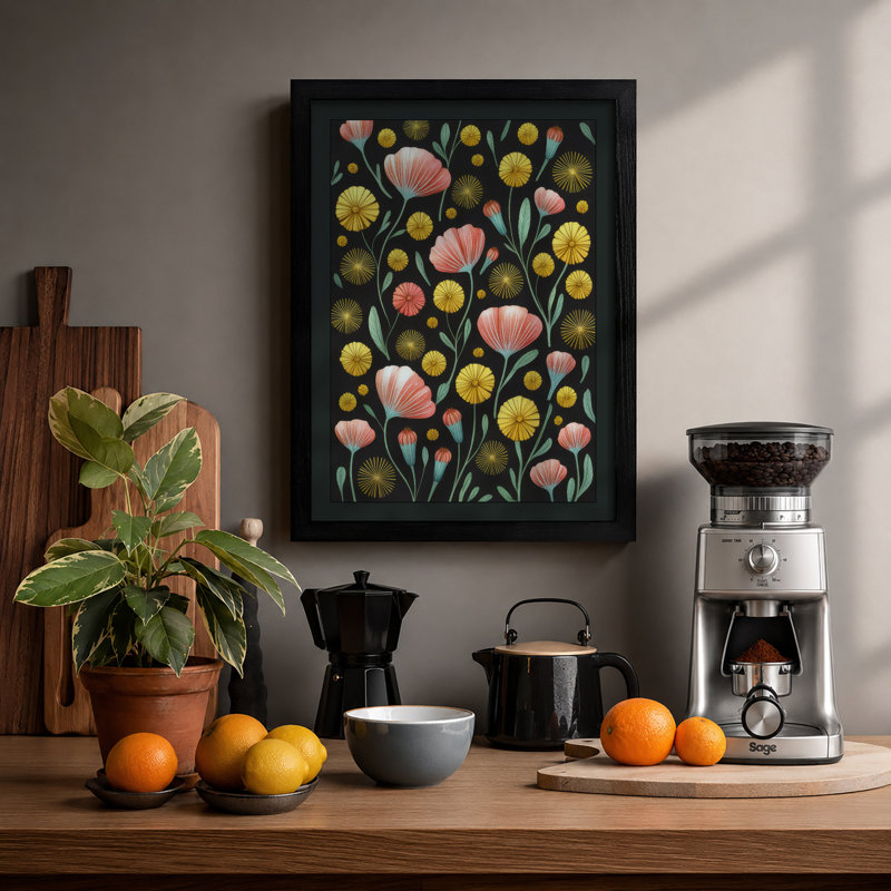 Blooms Botanical - Framed Print, A1 - 84.1 x 59.4 cm, Black