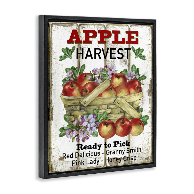 «Fresh Apple Harvest», art mural encadré sur toile flottante par Creatif Belle, Cadre flottant noir de jais