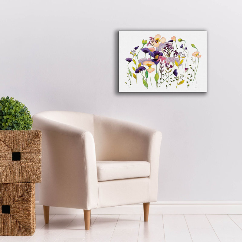 «Pink and Purple Poppies» par Shirley Novak, art mural sur toile, H 18 po x l 26 po x P 0,75 po