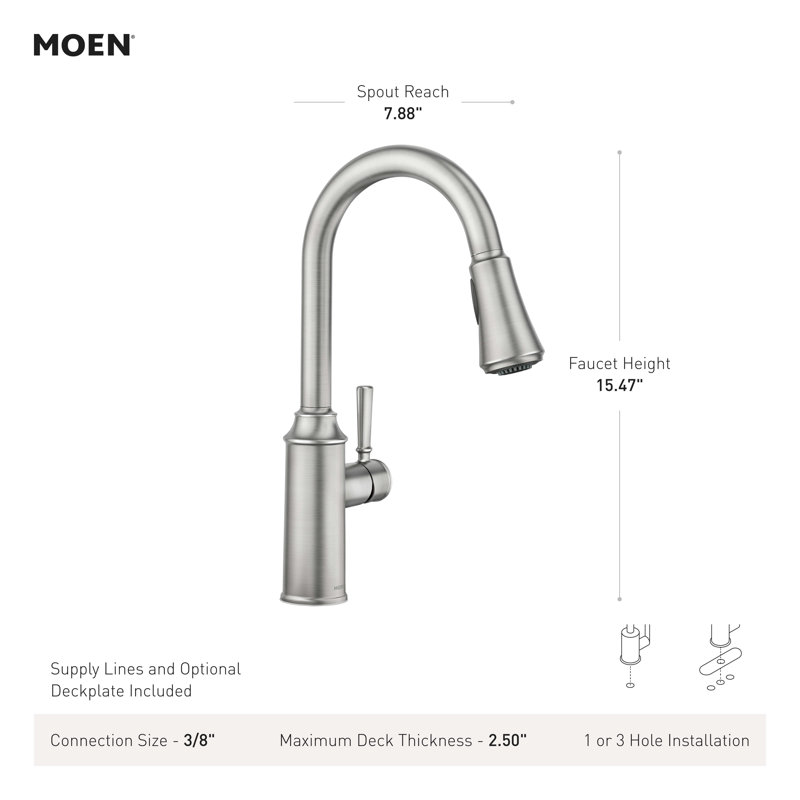 Robinet d'évier de cuisine à poignée simple MOEN Conneaut